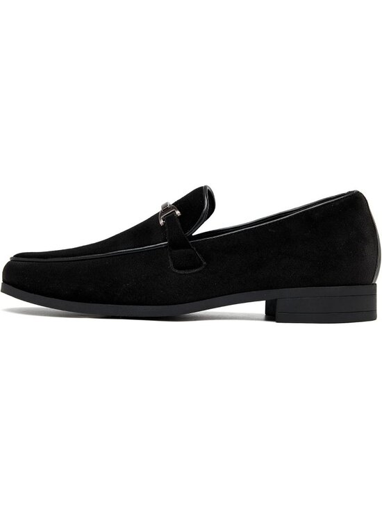 UUBARIS Men\'s Black Velvet Loafers Metal Buckle Comfortable Slip On Formal Shoes main image 4